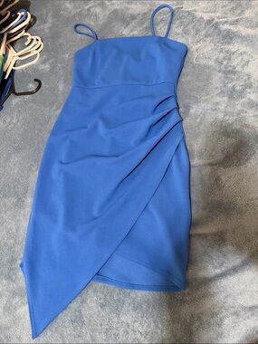 Blue Blush Cobalt Asymmetrical Spaghetti Strap Dress